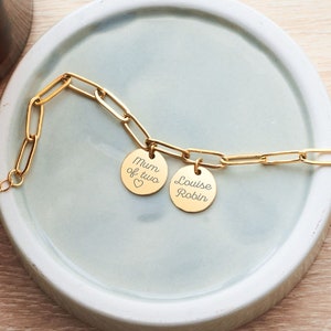 Personalized Women's Bracelet, Paper Clip Bracelet with Large Links, Engraved Name Bracelet, Personalized Mom Gift, Mother's Day Bracelet image 1