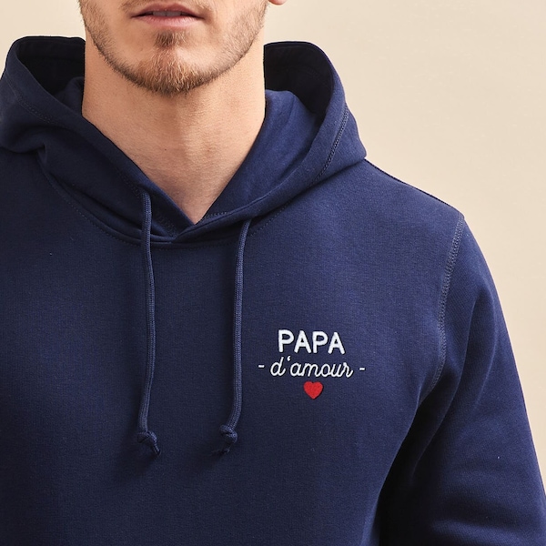 Sweat Brodé "Papa d'amour", Sweat Personnalisé Homme, Sweat Personnalisé Papa, Cadeau Personnalisé Papa, Coton Bio, Cadeau Fête Des Pères