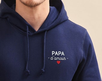 Sweat Brodé "Papa d'amour", Sweat Personnalisé Homme, Sweat Personnalisé Papa, Cadeau Personnalisé Papa, Coton Bio, Cadeau Fête Des Pères