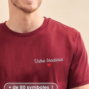 Burgundy Men&#39;s Personalized Embroidered T-shirt, Personalized Gift for Him, Godfather, Personalized Father&#39;s Day Gift