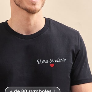 T-Shirt Brodé Personnalisé Homme Noir, T-Shirt Personnalisable Homme, Cadeau Pour Lui, Cadeau Fête Des Pères Personnalisé image 1