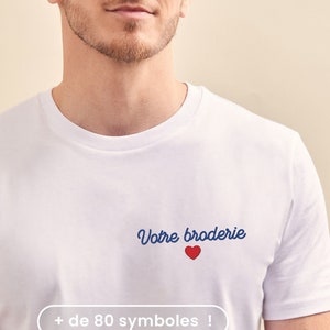 Tshirt Brodé Homme Blanc, T-shirt Personnalisé Homme, Cadeau Personnalisé Pour Lui, Cadeau Parrain, Cadeau Fête Des Pères Personnalisé image 1