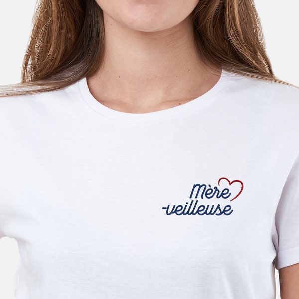 T-Shirt Brodé Mère-Veilleuse, Cadeau Personnalisé Maman, T-Shirt Femme Brodé Personnalisé, T-shirt Maman, Cadeau Fête Des Mères