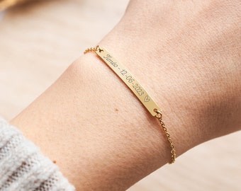 Pulsera de bordillo personalizada para grabar para mujer, Pulsera con nombre personalizado, Regalo personalizado para mujer, Mamá, Madrina, Día de la Madre