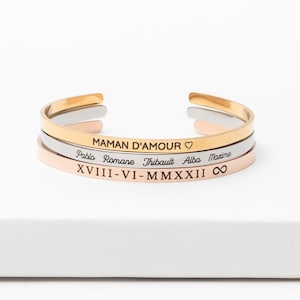 Personalized Bracelet for Women to Engrave, Personalized Bangle Bracelet, Women&#39;s First Name Bracelet, Birth Gift, Gift for Her