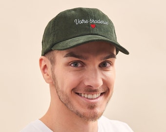 Casquette Velours Verte Personnalisée Brodée Unisexe, Casquette Personnalisée, Cadeau Fête Des Mères, Cadeau Fête Des Pères