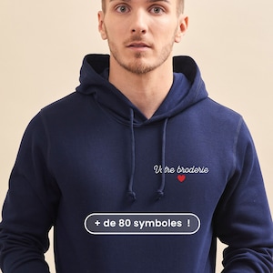 Unisex gepersonaliseerde geborduurde hoodie, blauwe hoodie, gepersonaliseerde hoodie, moedercadeau, Moederdag en Vaderdagcadeau afbeelding 1