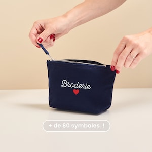 Trousse Brodée Personnalisée, Trousse Maquillage Brodée Personnalisé, Trousse Femme, Cadeau Fête Des Mères Personnalisé - Taille S -