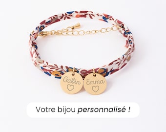 Bracciale Liberty personalizzato, braccialetto personalizzato da donna, braccialetto Liberty Bud Wiltshire, regalo personalizzato per la festa della mamma