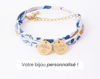 Bracelet Liberty Personnalisé, Bracelet Femme Personnalisé, Cadeau Personnalisé Maman, Marraine, Cadeau Fête Des Mères Personnalisé