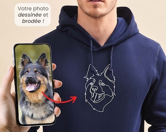 Sweat Photo Chien Brodée Personnalisée, Portrait Chien Brodé, Portrait Chat, Animaux Personnalisés, Cadeau Fête Des Mères, Fête Des Pères