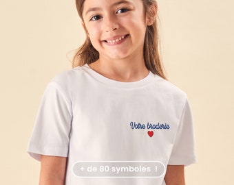 Tshirt Brodé Enfant Blanc, T-shirt Personnalisé Enfant Unisexe, T-Shirt Personnalisé Garçon, Fille, Cadeau Personnalisé Enfant