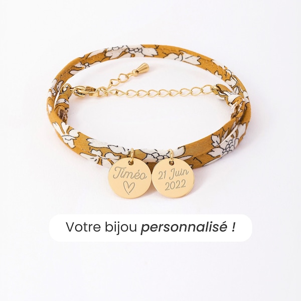 Bracelet Liberty Personnalisé, Bracelet Femme Personnalisé, Bracelet Prénom Femme, Cadeau Fête Des Mères Personnalisé