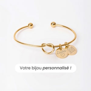 Bracelet Jonc Personnalisé, Bracelet Femme Personnalisé, Bracelet Jonc Prénom, Bracelet Marraine, Cadeau Fête Des Mères Personnalisé