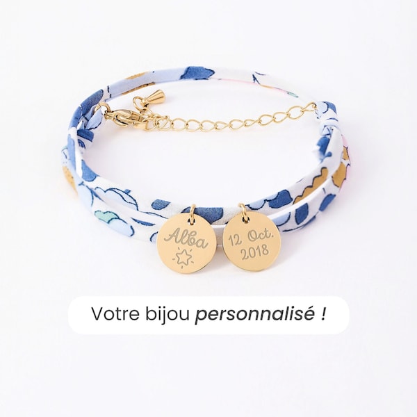 Bracelet Liberty Personnalisé, Bracelet Femme Personnalisé, Cadeau Personnalisé Maman, Marraine, Cadeau Fête Des Mères Personnalisé