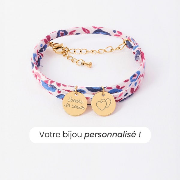 Bracelet Liberty Personnalisé, Liberty Porcelaine, Bracelet Femme Personnalisé, Bracelet Prénom,  Cadeau Fête Des Mères Personnalisé