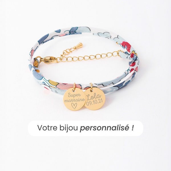 Bracelet Liberty Personnalisé, Bracelet Femme Personnalisé, Bracelet Femme Prénom, Cadeau Fête Des Mères Personnalisé