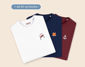 Men's Personalized Embroidered Symbol T-Shirt, Personalized Pictogram T-Shirt, Men's Gift, Father's Day Gift