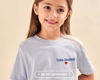 Tshirt Brodé Enfant Bleu Ciel, T-shirt Personnalisé Enfant Unisexe, T-Shirt Personnalisé Garçon, Fille, Cadeau Personnalisé Enfant