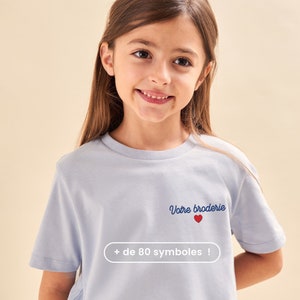 Embroidered T-shirt for Children, Sky Blue, Personalized Unisex Children&#39;s T-shirt, Personalized T-shirt for Boys and Girls, Personalized Children&#39;s Gift