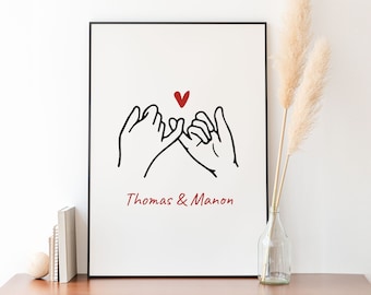 Personalisiertes Pinky Swear Poster, personalisiertes Pinky Promise Paar Poster, personalisiertes Poster, Muttertagsgeschenk, Vatertag