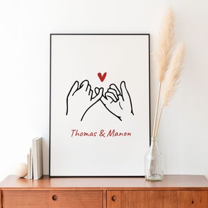 Personalisiertes Pinky Swear Poster, personalisiertes Pinky Promise Paar Poster, personalisiertes Poster, Muttertagsgeschenk, Vatertag