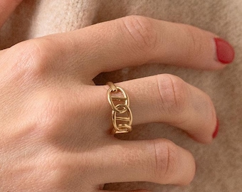 Pauline Gold-Plated Steel Ring | Adjustable Gold-Plated Stainless Steel Ring | Mother's Ring | Women's Ring | Valentine's Day Gift for Women