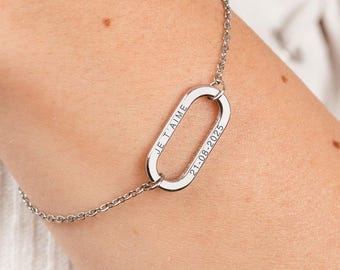 Bracelet femme personnalisé,  bracelet maillon chaine personnalisé, acier inoxydable gravé, bracelet prénom, cadeau pour femme