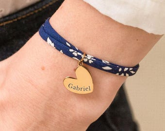 Personalized Liberty Heart Bracelet for Women | Engraved Liberty Bracelet | Personalized Godmother Bracelet | Personalized Valentine's Day Gift