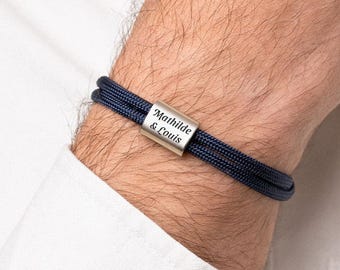 Personalized Cord Bracelet with Plaque | Engraved Bracelet | Customizable Bracelet | Men's Bracelet | Personalized Valentine's Day Gift
