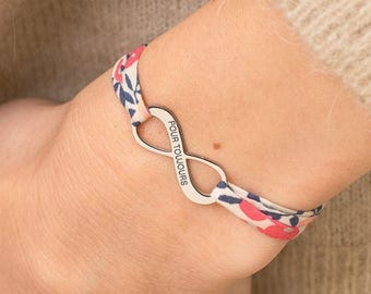 Personalized Liberty Infinity Medal Bracelet | Liberty Bracelet for Women | Personalized Godmother Bracelet | Engraved Valentine's Day Gift