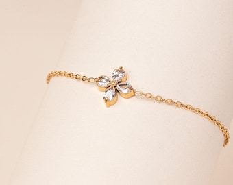 Adèle Armband aus vergoldetem Edelstahl | Schmale, vergoldete Edelstahlarmbänder | Mutterarmband | Damenarmband | Valentinstagsgeschenk für Frauen