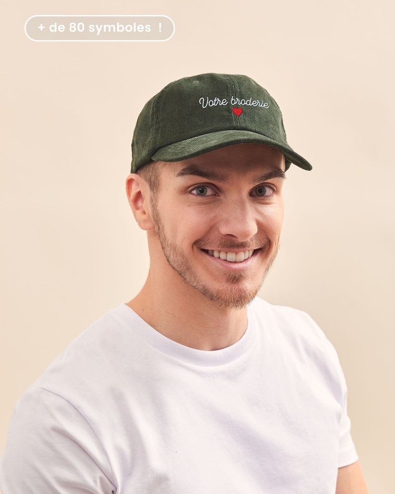 Casquette Velours Verte Personnalisée Brodée Unisexe, Casquette Personnalisée, Cadeau Fête Des Mères, Cadeau Fête Des Pères 画像 1