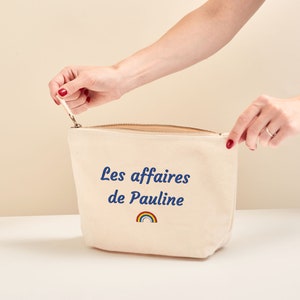 Trousse Brodée Personnalisée, Trousse Maquillage Brodée Personnalisé, Cadeau Fête Des Mères Personnalisé Taille M Beige - Beige