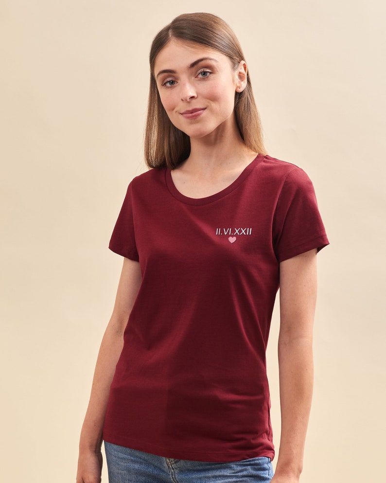 Tshirt Brodé Personnalisé Femme Bordeaux, Teeshirt Brodé Personnalisé, Cadeau Fête Des Mères Personnalisé, Cadeau Maman image 6