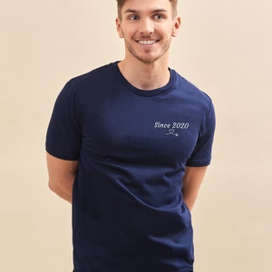 Tshirt Brodé Personnalisé Homme Bleu, Cadeau Homme Personnalisé, Cadeau Parrain Personnalisé, Cadeau Fête Des Pères image 6