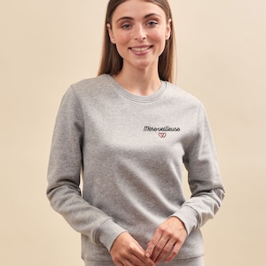 Sweat Brodé Personnalisé Gris Unisexe, Sweat-Shirt Personnalisé Homme, Hoodie Brodé Personnalisé, Cadeau Fête Des Pères Et Fête Des Mères image 3