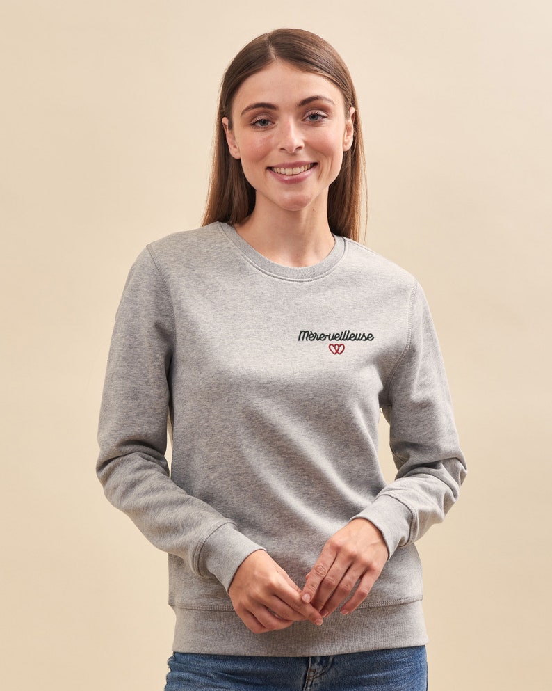 Sweat Brodé Personnalisé Gris Unisexe, Sweat-Shirt Personnalisé Homme, Hoodie Brodé Personnalisé, Cadeau Fête Des Pères Et Fête Des Mères image 3