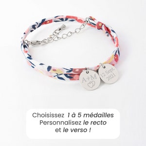 Bracelet Liberty Personnalisé, Liberty Pois Senteur, Bracelet Femme Personnalisé, Bracelet Prénom, Cadeau Fête Des Mères Personnalisé image 4