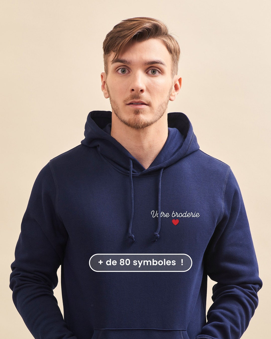 Unisex Custom Embroidered Hoodie, Blue Hoodie, Custom Hoodie, Couple