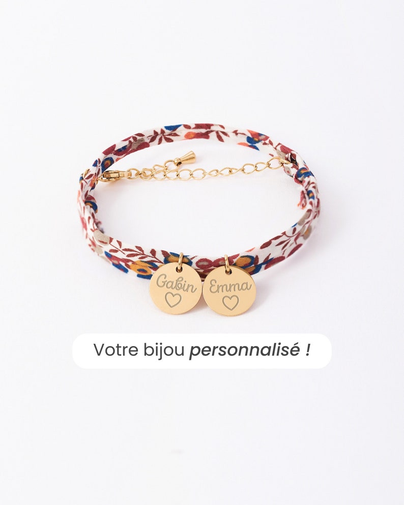 Bracelet Liberty Personnalisé, Bracelet Personnalisé Femme, Bracelet Liberty Wiltshire Bud, Cadeau Fête Des Mères Personnalisé image 1