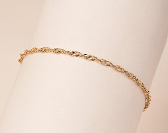 Noémie Armband aus vergoldetem Edelstahl | Schmale, vergoldete Edelstahlarmbänder | Mutterarmband | Damenarmband | Valentinstagsgeschenk für Frauen