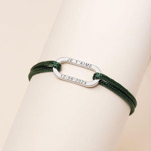 Bracelet cordon maillon à personnaliser | Bracelet Personnalisé Homme | Bracelet Cordon Ajustable | Bracelet Prénom | Cadeau Saint Valentin