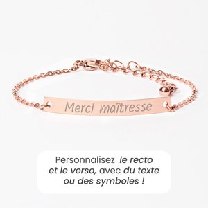 Personalized Bar Bracelet Women, Name Engraved Jewel, Women Custom Bracelet, Chain Bracelet, Personalized Gift for Her, Mother's Day Gift Rose gold