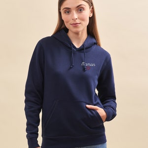 Unisex gepersonaliseerde geborduurde hoodie, blauwe hoodie, gepersonaliseerde hoodie, moedercadeau, Moederdag en Vaderdagcadeau afbeelding 7