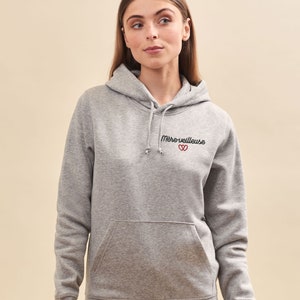 Sweat Capuche Brodé Personnalisé Unisexe, Sweat Capuche Gris, Hoodie Personnalisé, Couple, Cadeau Fête Des Mères, Cadeau Fête Des Pères image 8