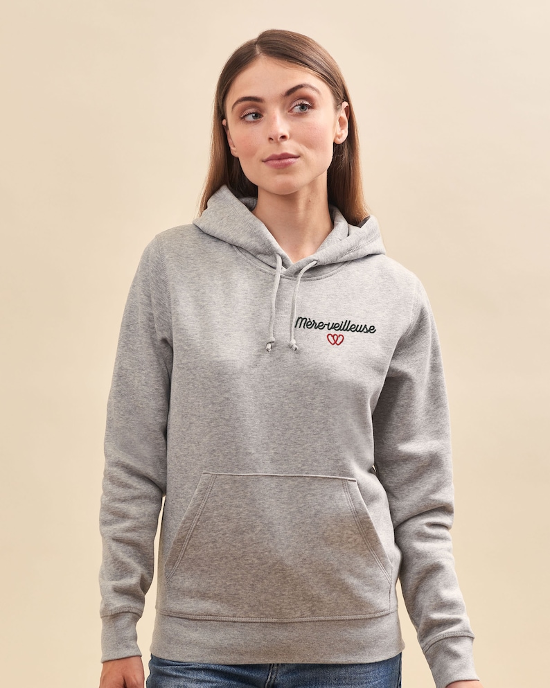 Sweat Capuche Brodé Personnalisé Unisexe, Sweat Capuche Gris, Hoodie Personnalisé, Couple, Cadeau Fête Des Mères, Cadeau Fête Des Pères image 8