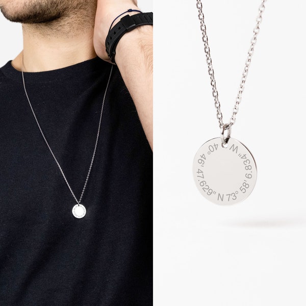 Collier Personnalisé Homme, Collier Prénom Gravé Homme, Pendentif Personnalisé Homme, Collier Pour Lui, Cadeau Fête Des Pères