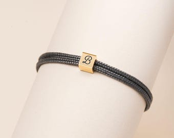 Personalized Cube Bracelet for Women | Engraved Cube Cord Bracelet | Personalized Bracelet for Mom | Valentine's Day Gift Bracelet