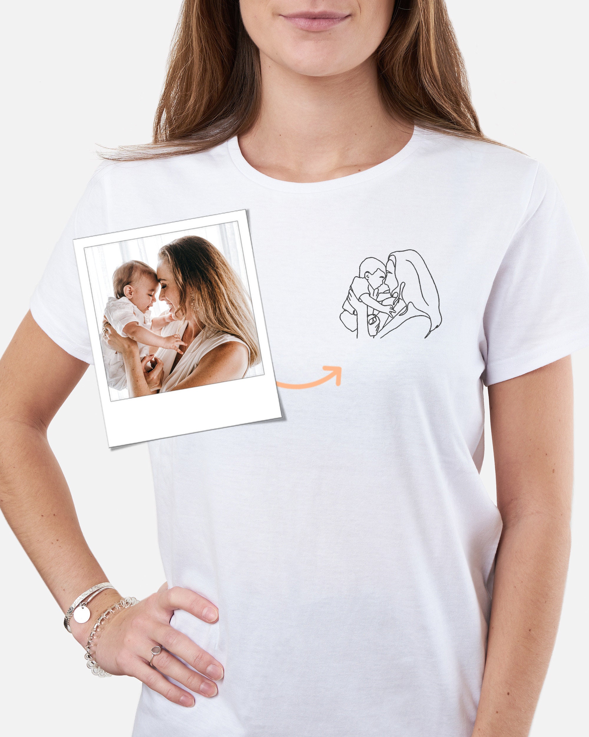 Custom Embroidered Photo T-shirt Custom Embroidery Drawing - Etsy